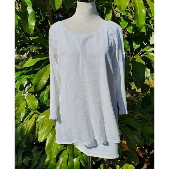 Cut Loose Lagenlook 3/4 Sleeve Split Back Top L - Picture 1 of 8